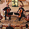 Die Vier EvangCellisten bei ihrem Konzert in der Schinkel-Simultan-Kirche in Althaldensleben 2014 (Foto: Archiv)