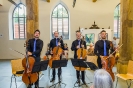 Die Vier EvangCellisten beim Konzert am 13.08.2015 im Foyer des Heilig-Geist-Spitals in Ravensburg (Foto: Michael Gregorowius, Archiv)