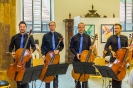 Die Vier EvangCellisten beim Konzert am 13.08.2015 im Foyer des Heilig-Geist-Spitals in Ravensburg (Foto: Michael Gregorowius, Archiv)