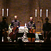 Die Vier EvangCellisten (projects4cellos) in der Katholischen Pfarrkirche Heilige Dreifaltigkeit (Dreifaltigkeitskirche) in Stralsund 2010 (Foto: Archiv)