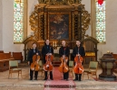 Die Vier EvangCellisten beim 23. Thüringer Orgelsommer 2014 in der Bergkirche St. Stephani in Bad Langensalza mit Alexey für den verhinderten Lukas (Foto: Archiv)