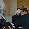 projects4cellos (Hanno, Mathias & Lukas) beim Foyerkonzert im Staatstheater Meiningen im Mai 2023 (Foto: Emil Schwarz)