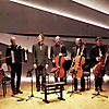 Thilo Andersson, Harald Oeler und Christopher von Mammen mit projects4cellos nach dem Konzert im Kammermusiksaal der Internationalen Musikbegegnungsstätte Haus Marteau in Lichtenberg 2024 (Foto: Archiv)